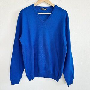 St Croix Sweater L Royal Blue V-Neck Acrylic Knit Pullover Classic Preppy